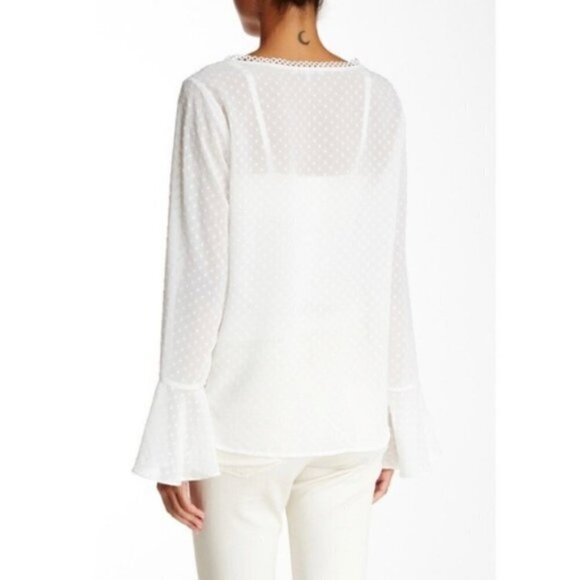 Lucy Paris Blouse S NWT Swiss Polka Dot Sheer Pink - Picture 6 of 10